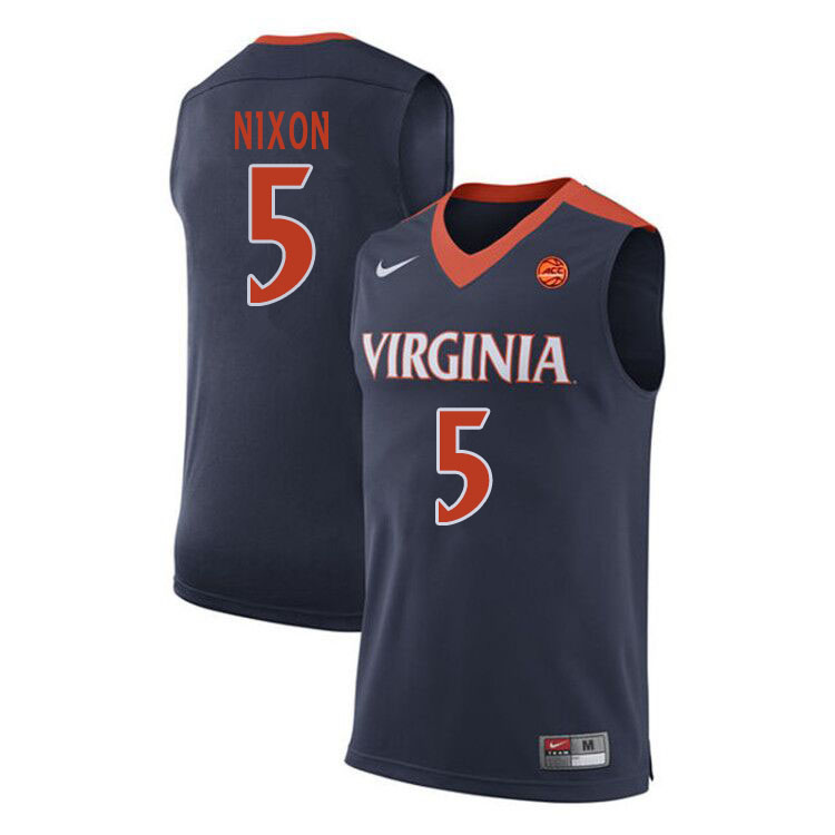 Men #5 Jayden Nixon Virginia Cavaliers College Basketball Jerseys Sale-Navy - Click Image to Close